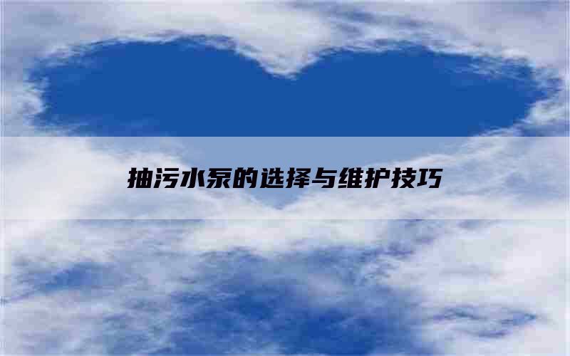 抽污水泵的選擇與維護(hù)技巧